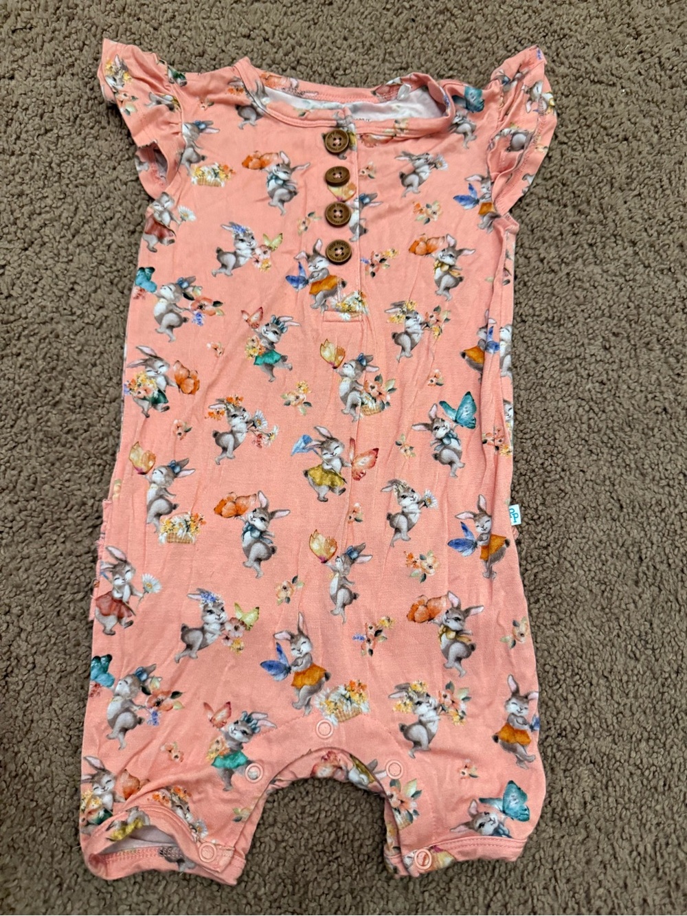 Posh Peanut Pink Bunny & Butterfly Print One-Piece Bodysuit
